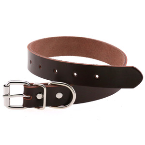 新しいパッド入り反射材付きマルチサイズ調整可能純牛革ソフトレザーヒップホップソリッドドッグパーソナライズドペットネックカラー - Product Image 4