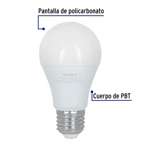 Bombilla LED VOLTECK A19, Base E26, 850LM, 80Ra, Luz Blanca, 15000H de Vida Útil, Cuerpo de Plástico, Smd 2835, CA 127V, Interruptor Manual, Caja de 2 Unidades - Product Image 3