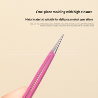 Pince à épiler multifonctionnelle en acier inoxydable à double usage, outil de nail art, clip pour strass, pointe en silicone double face, manucure