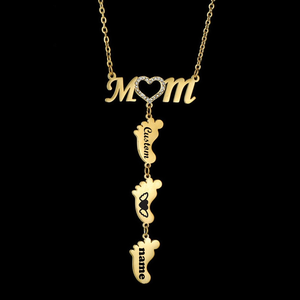 Nuovi Design <span class=keywords><strong>Collana</strong></span> con Ciondolo a Forma di Piedi in Acciaio Inox Personalizzabile con Nome <span class=keywords><strong>Regalo</strong></span> per la <span class=keywords><strong>Festa</strong></span> <span class=keywords><strong>della</strong></span> <span class=keywords><strong>Mamma</strong></span> <span class=keywords><strong>Collana</strong></span> con Zirconi per <span class=keywords><strong>Mamma</strong></span> - Product Image 2