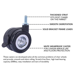 Modern 2.5 Inch 60mm PU 360 Swivel Hollow Hubless Customizable Casters <b>Replacement</b> <b>Wheels</b> For Office Chair Home Furniture - Product Image 3