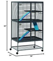 Enclos fonctionnel pour animaux de compagnie en fil de fer avec rampes antidérapantes, roulettes, étagère de rangement inférieure, design moderne, plateau en plastique pour chats d'intérieur