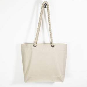 Sac fourre-tout réutilisable en toile de coton biologique grand format avec fermeture éclair, bouton et poignée en corde, idéal pour les mariages, les fêtes, le shopping et les voyages à la plage - Ventes Flash - Product Image 2