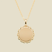 Collar con Colgante Circular de Acero Inoxidable Jietao, Chapado en Oro de 18K, con Borde Festoneado, Grabable, Joyería Vintage Personalizable para Navidad