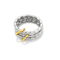 Bague en acier inoxydable bicolore avec boucle, inaltérable, pour femme, vente en gros