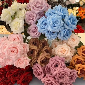Bouquets de roses artificielles en soie blanches à 9 têtes, effet diamant, pour décoration de mariage, fleurs de fond, vente chaude - Product Image 5