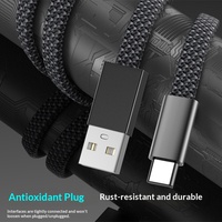 Câble de données plat tressé Type-C/USB-A pour une charge ultra-rapide des téléphones mobiles