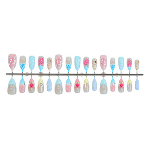 30 Pezzi <span class=keywords><strong>Unghie</strong></span> Finte Primaverili ed Estive, Nuovo Arrivo, <span class=keywords><strong>Unghie</strong></span> a Mandorla <span class=keywords><strong>Corte</strong></span> con Fiori 3D e Colla a Goccia, Vendita all'Ingrosso - Product Image 2