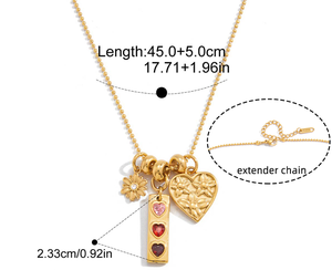 Collar con Colgante de Corazón Chapado en Oro con Circonita Cúbica en Engaste de Bisel, Cadena de Acero Inoxidable 316L, Joyería Romántica Unisex para Uso Diario - Product Image 6