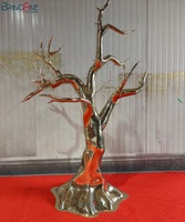 Arbre floral décoratif extérieur en acier inoxydable poli, design abstrait torsadé, moderne, soudé, grande œuvre d'art métallique personnalisée