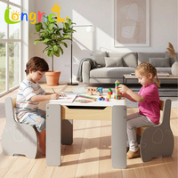 Ensemble table et chaise Montessori en forme d'éléphant avec tableau noir et rangement, bureau d'activités unisexe pour tout-petits pour la maison et la garderie