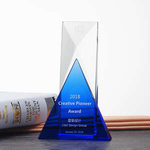 Brilhando 2023 alta qualidade prêmios vidro troféu cristal gravura troféu azul prêmios - Product Image 2