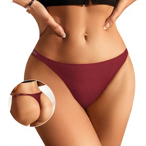 Ribbed Knit Women Thong Panties LOVE Letter Printed <b>Elastic</b> Waistband Low Rise Seamless Ladies G <b>String</b> Underpants Wholesale - Product Image 1