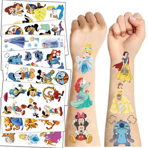 Autocollants de tatouage jetables imperméables pour enfants, motifs de princesses de dessins animés, pour fêtes et rassemblements - Product Image 1