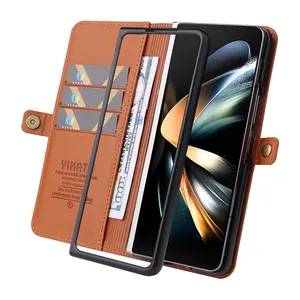 Case Faux Leather Luxury for Samsung Galaxy Z Fold 3 5G Z Fold 4 Cards Slot Phone Cover Business Leather Pouch MIC