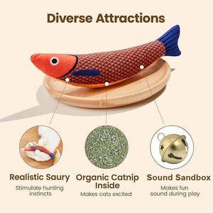 Fabricante al por mayor interactivo <span class=keywords><strong>Catnip</strong></span> Crinkle Sound Toys Saury <span class=keywords><strong>Fish</strong></span> Squeak Juguetes para mascotas - Product Image 3