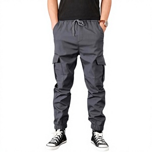 Custom logo Solid <b>Men</b> Cargo <b>Trousers</b> Pants Multi Pockets Cotton <b>Men</b> Cargo Pants Casual <b>Drawstring</b> Plus Size Pants for <b>Men</b> - Product Image 1