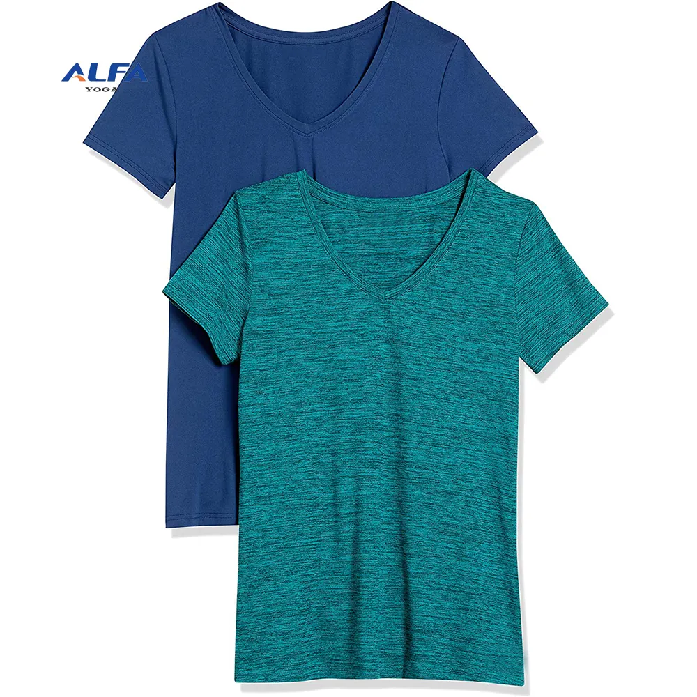ALFA Custom Short Sleeve Stretch Oversized Loose V Neck Women T Shirt