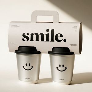 Biodegradable 8/10/12/14/16 oz Hot Gold Stamped Paper <b>Cups</b>, Luxury Disposable Coffee <b>Cups</b> with Gold Foil Logo, - Product Image 2