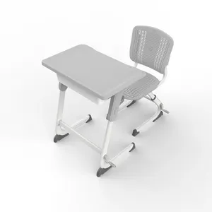 Escritorio y silla escolar para un solo estudiante, juego de mesa y silla de estudio ajustable de alta calidad, escritorio y silla escolar de Metal