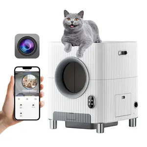 Offre Spéciale Lezi Auto électrique Intelligent Auto automatique bac à litière pour chat avec téléphone App contrôle intelligent auto nettoyage toilette pour chat