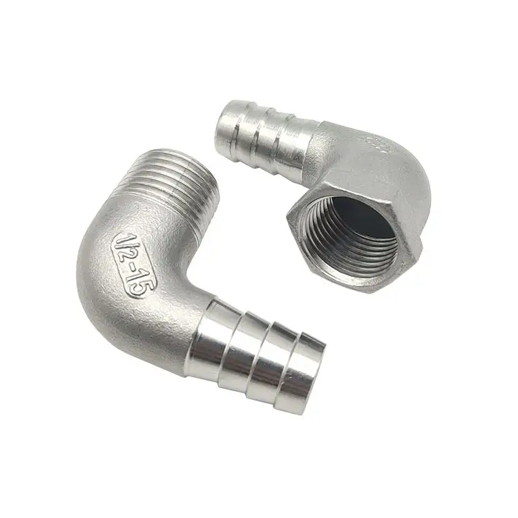 Hot Sale Plumbing Material Sanitary ss304 Stainless Steel 90 Degree Hose Barb Nipple Male Threaded Elbow Hose Fittings