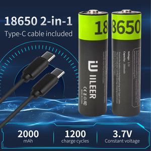 Baterías Recargables USB IILEER 18650 21700 3.7V 2000mAh 5000mAh de Iones de Litio con Puerto Tipo-C para Teléfonos Inteligentes - Product Image 4