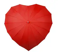 Paraguas recto de diseño único, alta calidad, color rojo, con forma de corazón, Manual