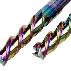 HRC60 aluminum three flutes carbide tungsten steel end mill coated polished cnc aluminum milling cutters