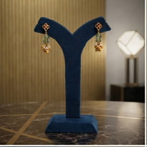 Pendientes de Oro Fino de 22K con Piedras Preciosas y Racimo de Perlas, Joyería de Lujo Hecha a Mano para Mujer, Pendientes de Flores Vintage - Product Image 3