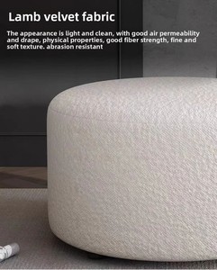Taburete de sofá Taburete de reposapiés de sala de estar circular, cojín de asiento móvil de lana de cordero con rejilla de Mil Pájaros - Product Image 4