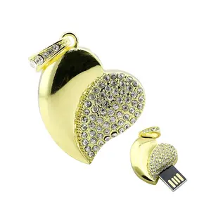 Bijoux Clé USB en forme de cœur 2 Go 4 Go 8 Go 16 Go Clé USB cristal 2.0 Clé USB 32 Go 64 Go Vente en gros Clé USB 128 Go