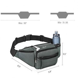 2025 Hot Fashion Sports Canvas <b>Running</b> Belt Bag Waterproof Storage Waist Pack <b>with</b> Water Bottles Holder Unisex Outdoor - Product Image 5