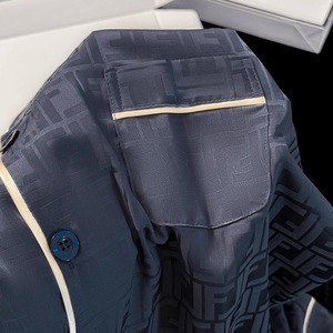 Özel temel düzenli işlemeli saten pijama seti 2 parça erkek ipek lüks boş pijama erkekler pijama setleri saten pijama - Product Image 4