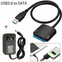 Cable USB 3.0 a SATA para Disco Duro Externo HDD/SSD SATA III de 3.5/2.5 Pulgadas, Cable Easy Drive con Adaptador de Corriente DC 5.5 12V/2A
