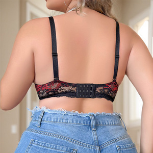 Reggiseno Plus Size Personalizzabile all'Ingrosso, Nero e Verde, Sexy, Traspirante, con Pizzo Ricamato, Spalline Larghe Regolabili e Ferretto per Donne - Product Image 3