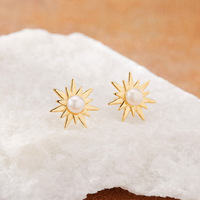 Natürliche Opal-Perlen-Ohrstecker für Damen Großhandel S925 Sterling Silber K-Gold Farbige Edelstein Sonnenblumenförmige Ohrringe