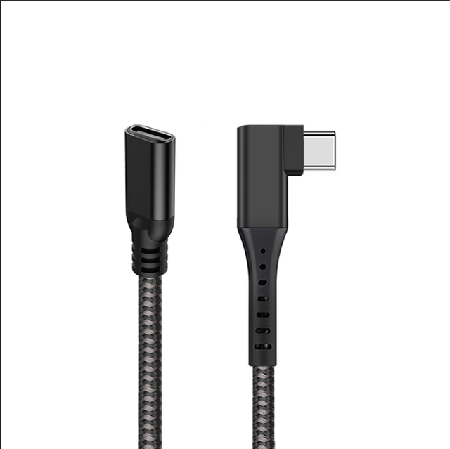 Factory Right Angle USB C Male to Female Extension Cable Type C 90 Degree Nylon Braided USB3.0 Cable  GEN1 C Cable for VR Game