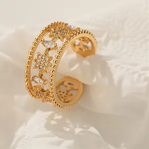 C & H Atacado retro personalizado ouro diamante unisex anel irregular ins anel geometria