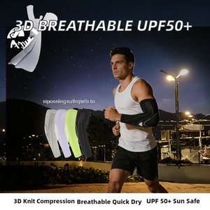 Manchons de compression 3D tricotés respirants à séchage rapide, réfléchissants, protection UPF 50+ pour la course, le cyclisme et le basketball - Product Image 2