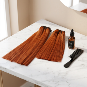 Extensiones de Cabello Humano Liso Natural Color Naranja, Cabello Virgen en Oferta - Product Image 1