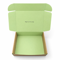 Boîte d'expédition cosmétique double face marron-vert imprimée avec logo personnalisé, boîte en carton ondulé haut de gamme avec impression intérieure pour cadeaux influenceurs et relations publiques