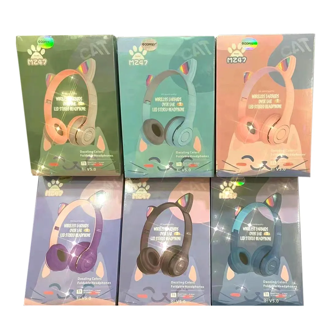 Hot sale P47 headphones 5.0 wireless earphones girls the best mobile game cat ear headphones