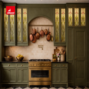 Gabinetes de Cocina Alland de Lujo en Color Verde Marino, Madera Natural y Melamina, Estilo Shaker Europeo para Cocinas Personalizadas - Product Image 2