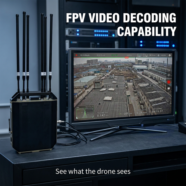 Tactical UAV Defense System 12KM Range Drone Signal Detector 70MHz-6.2GHz Full Band for Border Perimeter Guard