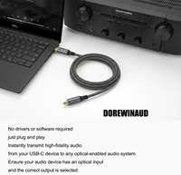 Câble audio optique USB-C Toslink plaqué or avec blindage tressé de 2 m pour haut-parleur de voiture, ordinateur, lecteur DVD, HDTV