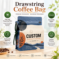 Sachet de café en aluminium à fond plat avec fermeture éclair et valve unidirectionnelle, haute barrière anti-humidité, vente en gros OEM