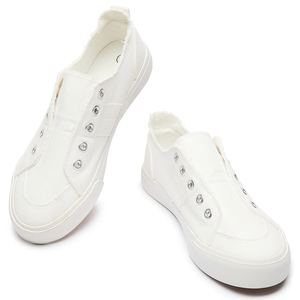 Baskets décontractées pour <span class=keywords><strong>femme</strong></span>, chaussures en <span class=keywords><strong>toile</strong></span> blanches avec lacets, nouvelle collection 2020, vente en gros - Product Image 2