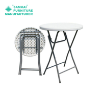 SK-ZDZ-B001 Table de Bar Pliante Ronde Blanche Polyvalente, Mobilier Portable d'Extérieur pour Fête, 110cm de Hauteur