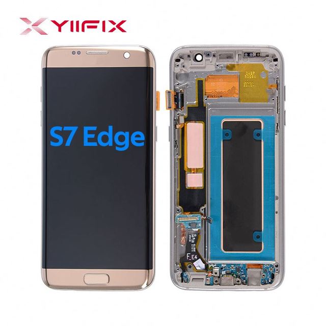 YIIFIX LCD Display Touch Screen Digitizer Assembly with Frame for S7 Edge 1 Year Warranty
